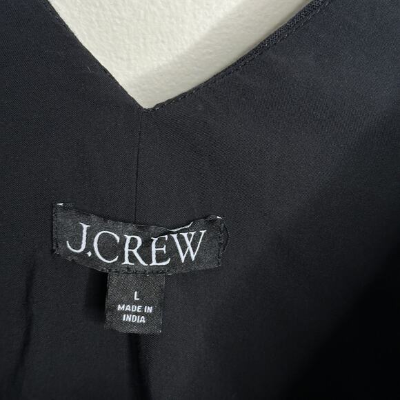 J. CREW Maxine V-Neck Shift Dress Linen Black Sz L {Q26} - Picture 6 of 8